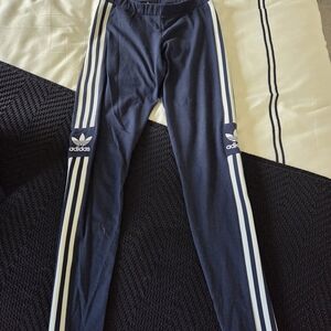 Adidas Blue Leggings with Iconic Stripes